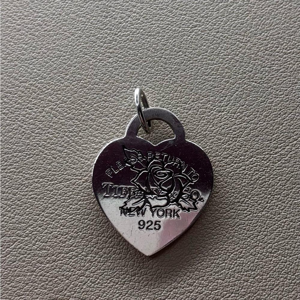 Tiffany & Co. Silver Heart Charm with Rose Engraving